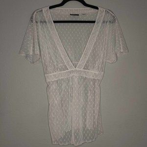 White Sheer Blouse By New York & Company